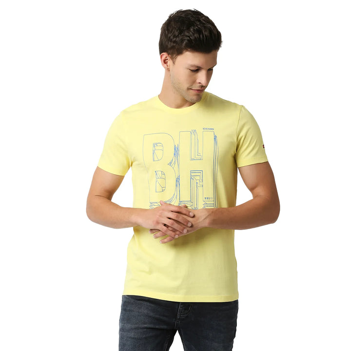 Yellow Regular Fit Men's Short Sleeves T-Shirt by Being Human Clothing