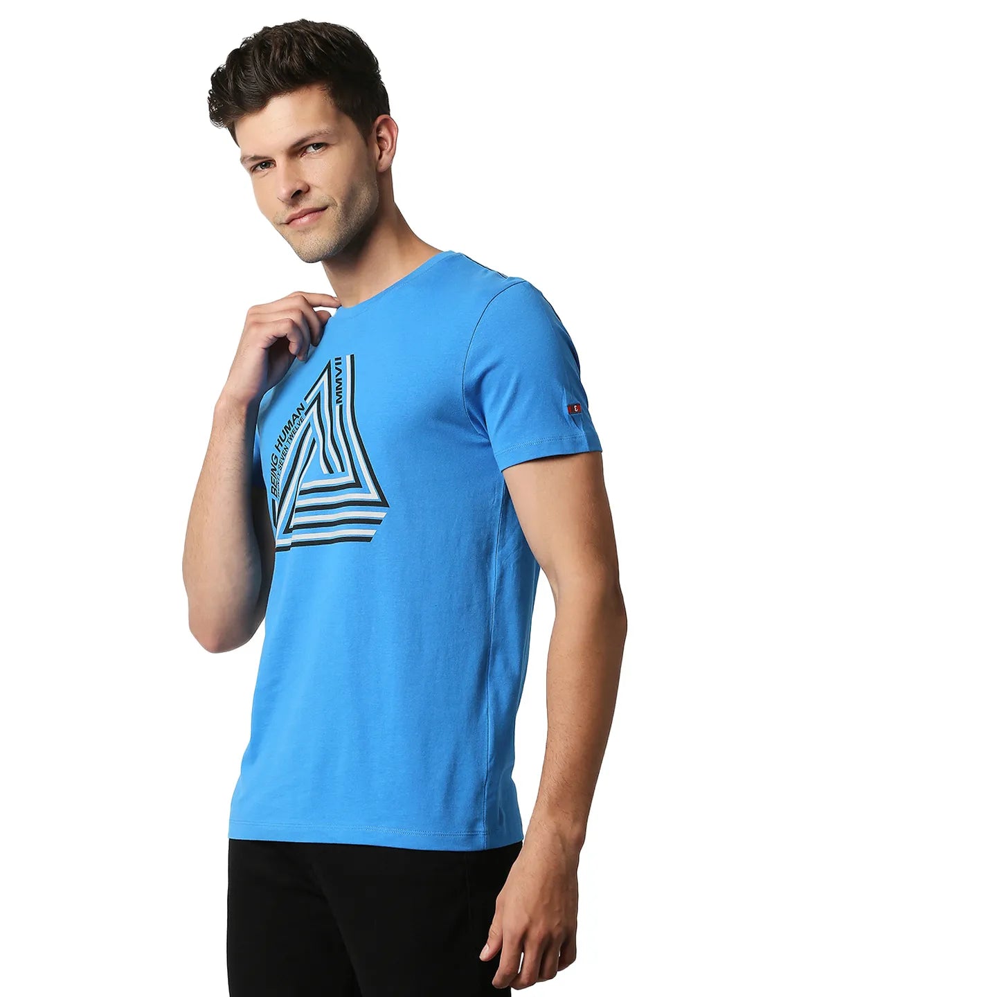 Blue Regular Fit Men's Short Sleeves T-Shirt by Being Human Clothing