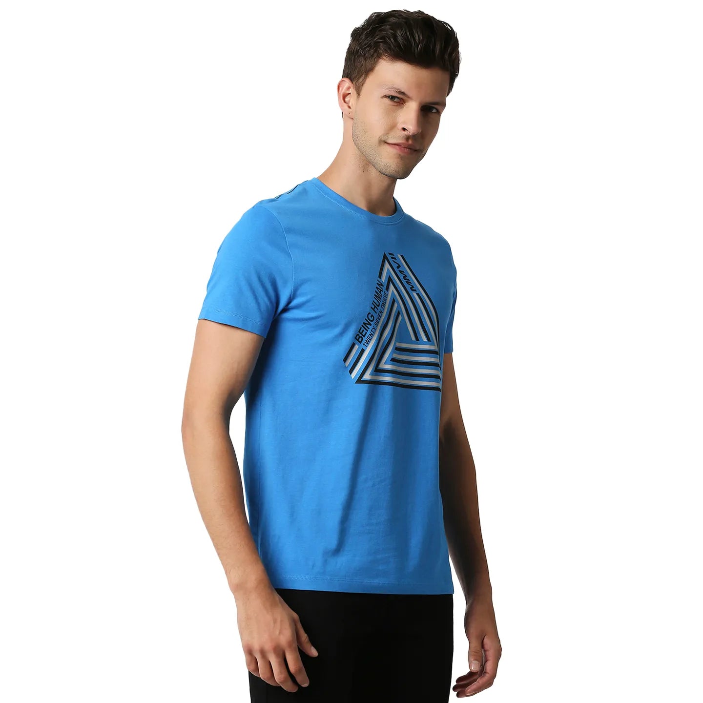 Blue Regular Fit Men's Short Sleeves T-Shirt by Being Human Clothing