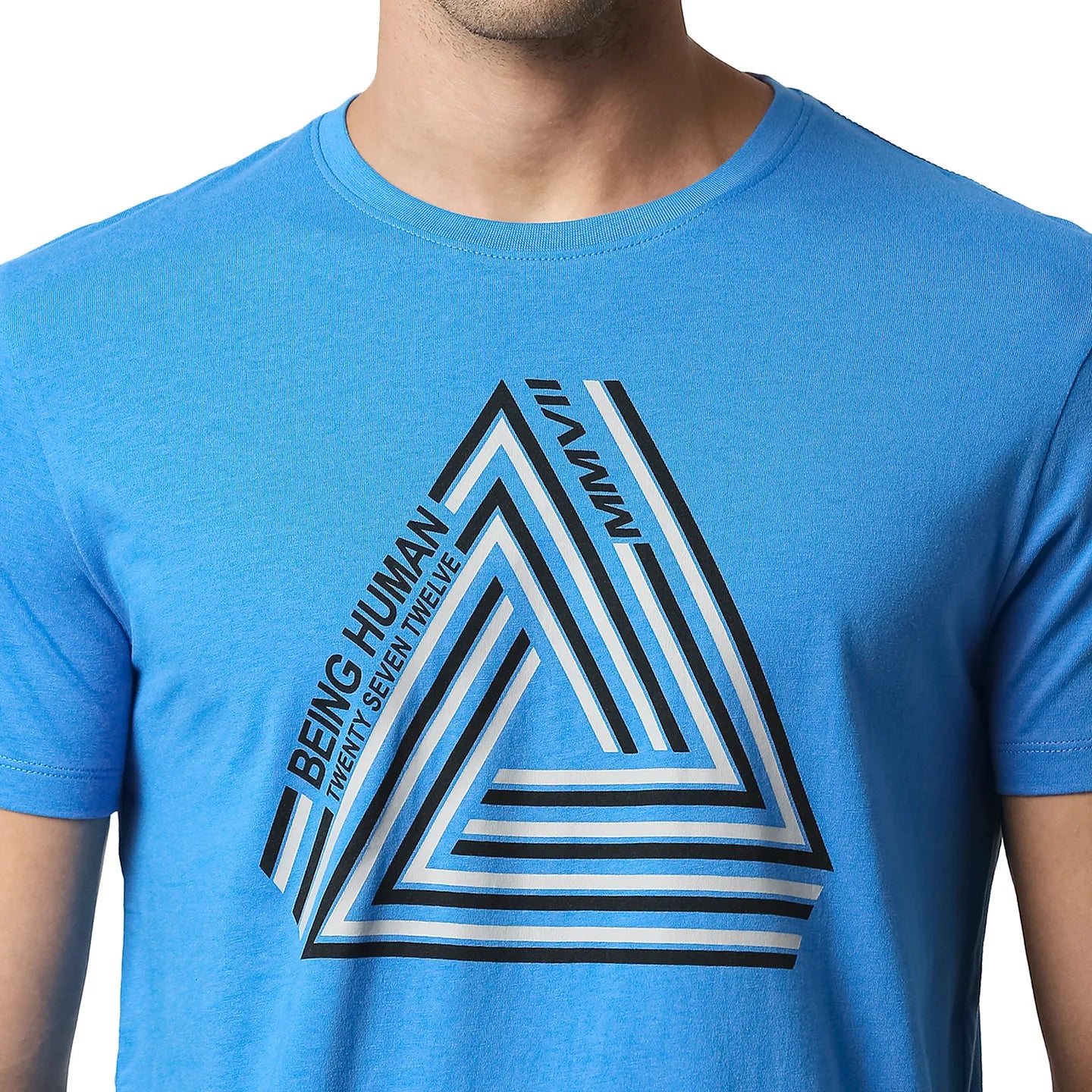 Blue Regular Fit Men's Short Sleeves T-Shirt by Being Human Clothing