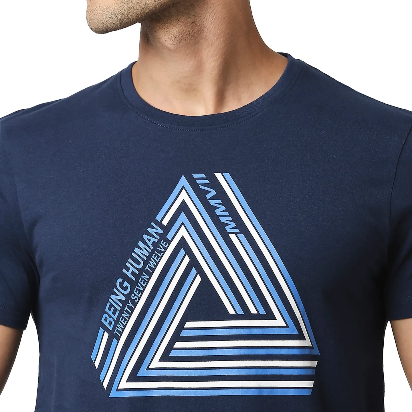 Blue Regular Fit Men's Short Sleeves T-Shirt by Being Human Clothing