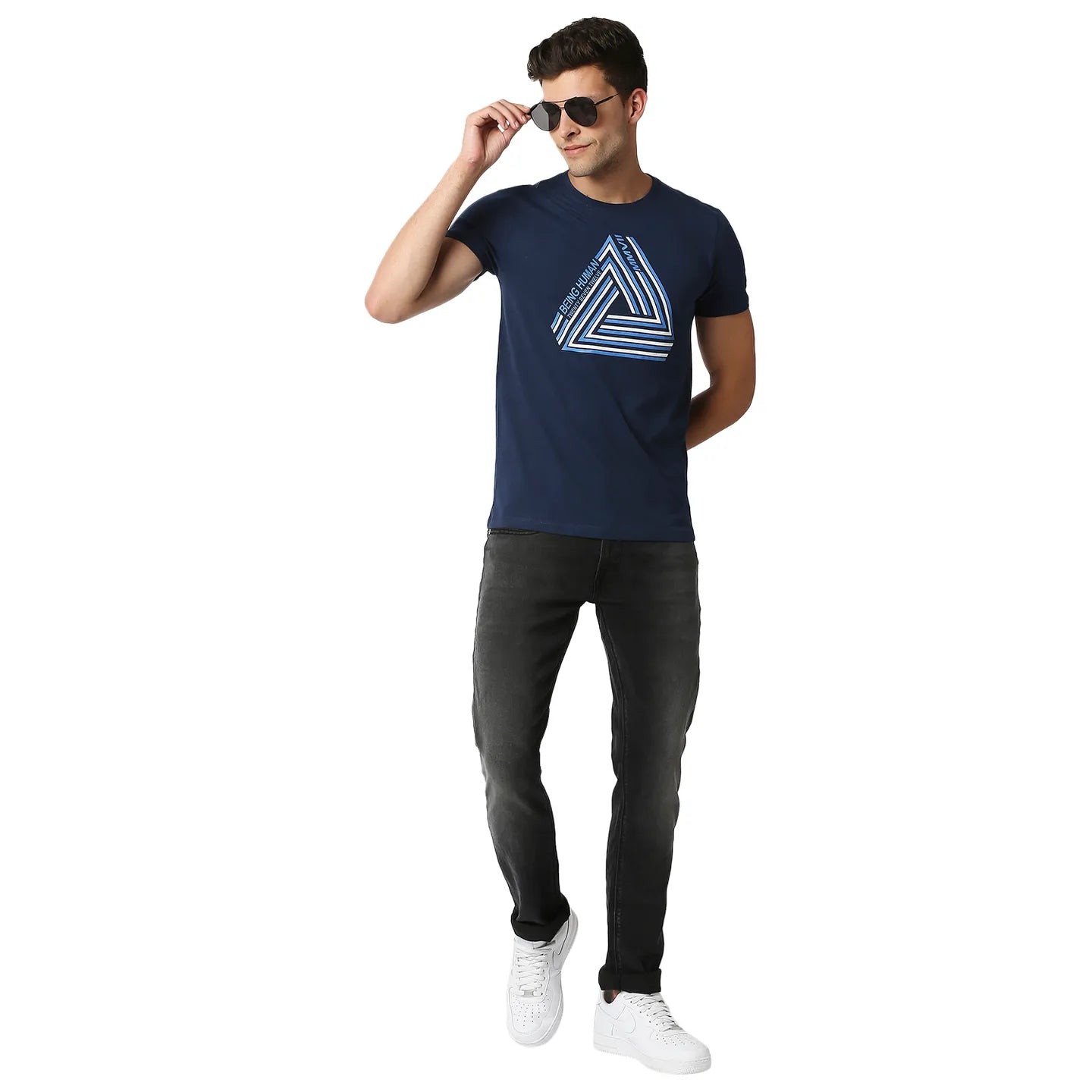 Blue Regular Fit Men's Short Sleeves T-Shirt by Being Human Clothing