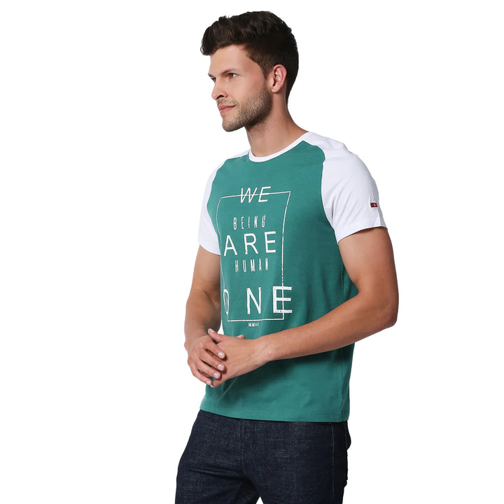 Green Regular Fit Men's Short Sleeves T-Shirt by Being Human Clothing