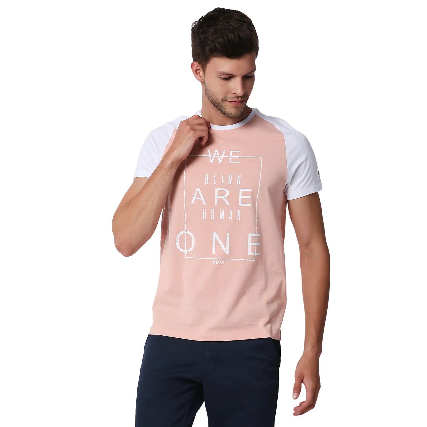 Pink Regular Fit Men's Short Sleeves T-Shirt by Being Human Clothing