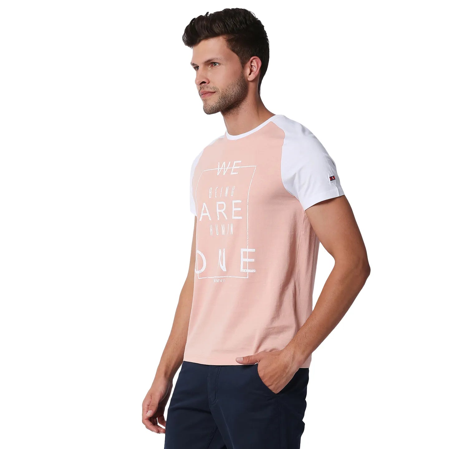 Pink Regular Fit Men's Short Sleeves T-Shirt by Being Human Clothing
