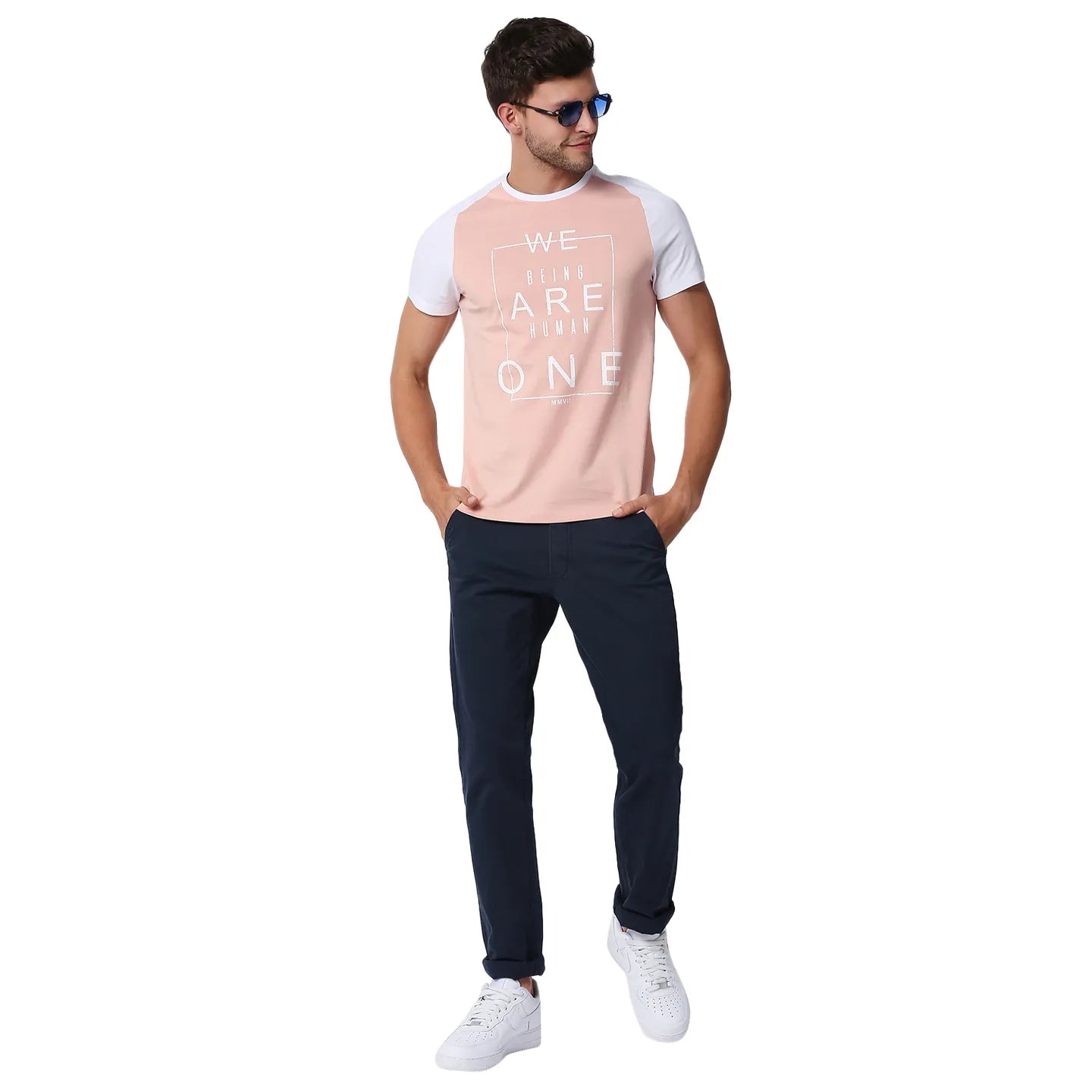 Pink Regular Fit Men's Short Sleeves T-Shirt by Being Human Clothing