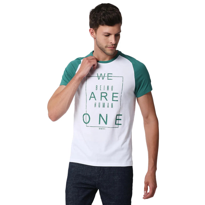 White Regular Fit Men's Short Sleeves T-Shirt by Being Human Clothing