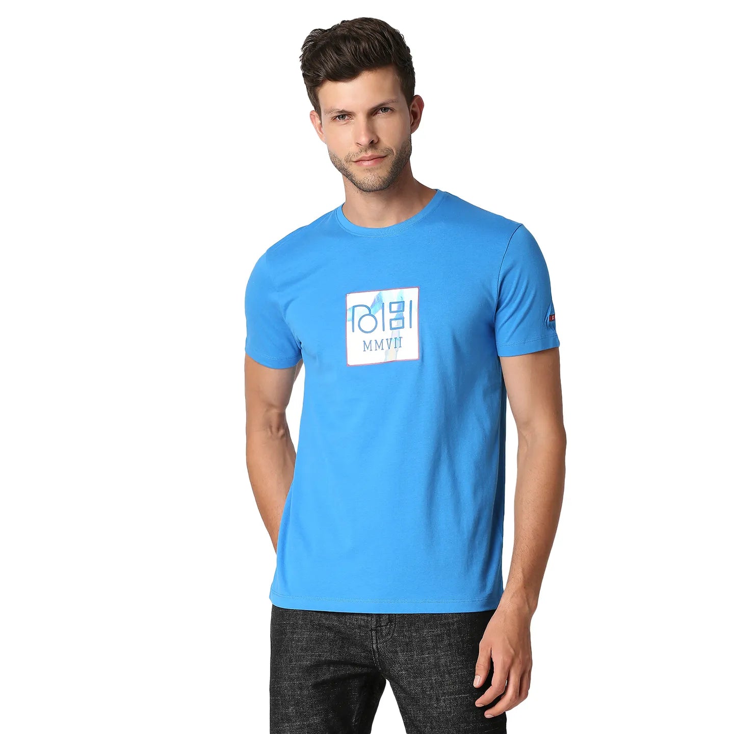 Being Human Clothing Men Regular Fit Crew Neck T-Shirts-Blue