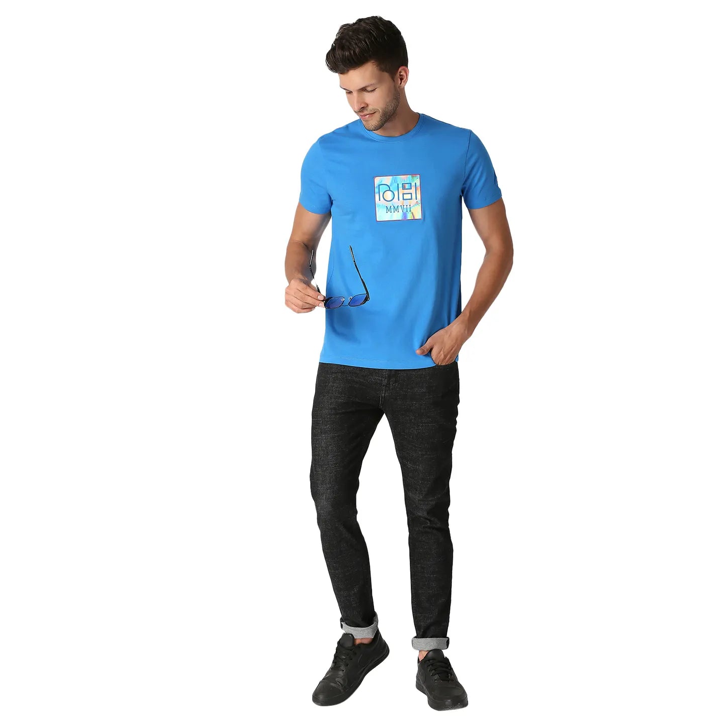 Being Human Clothing Men Regular Fit Crew Neck T-Shirts-Blue