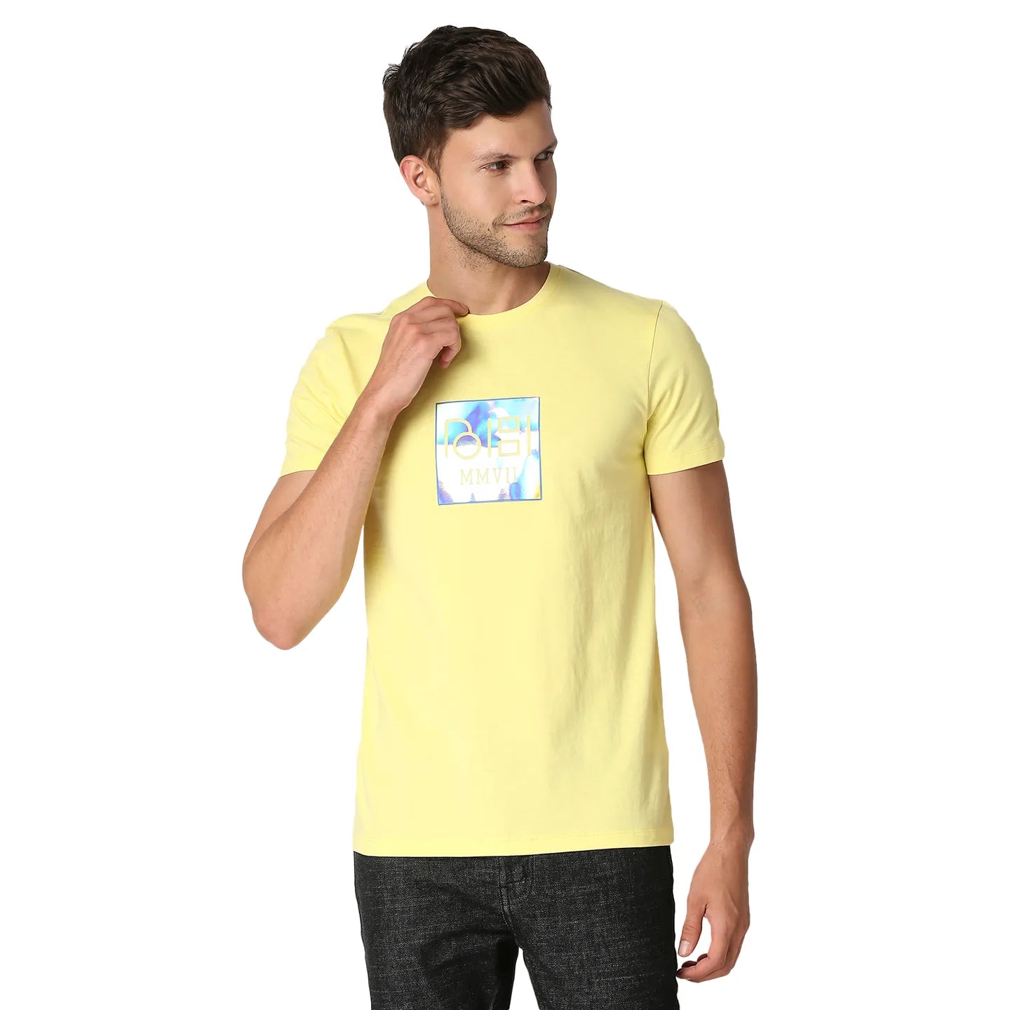 Being Human Clothing Men Regular Fit Crew Neck T-Shirts-Lemon