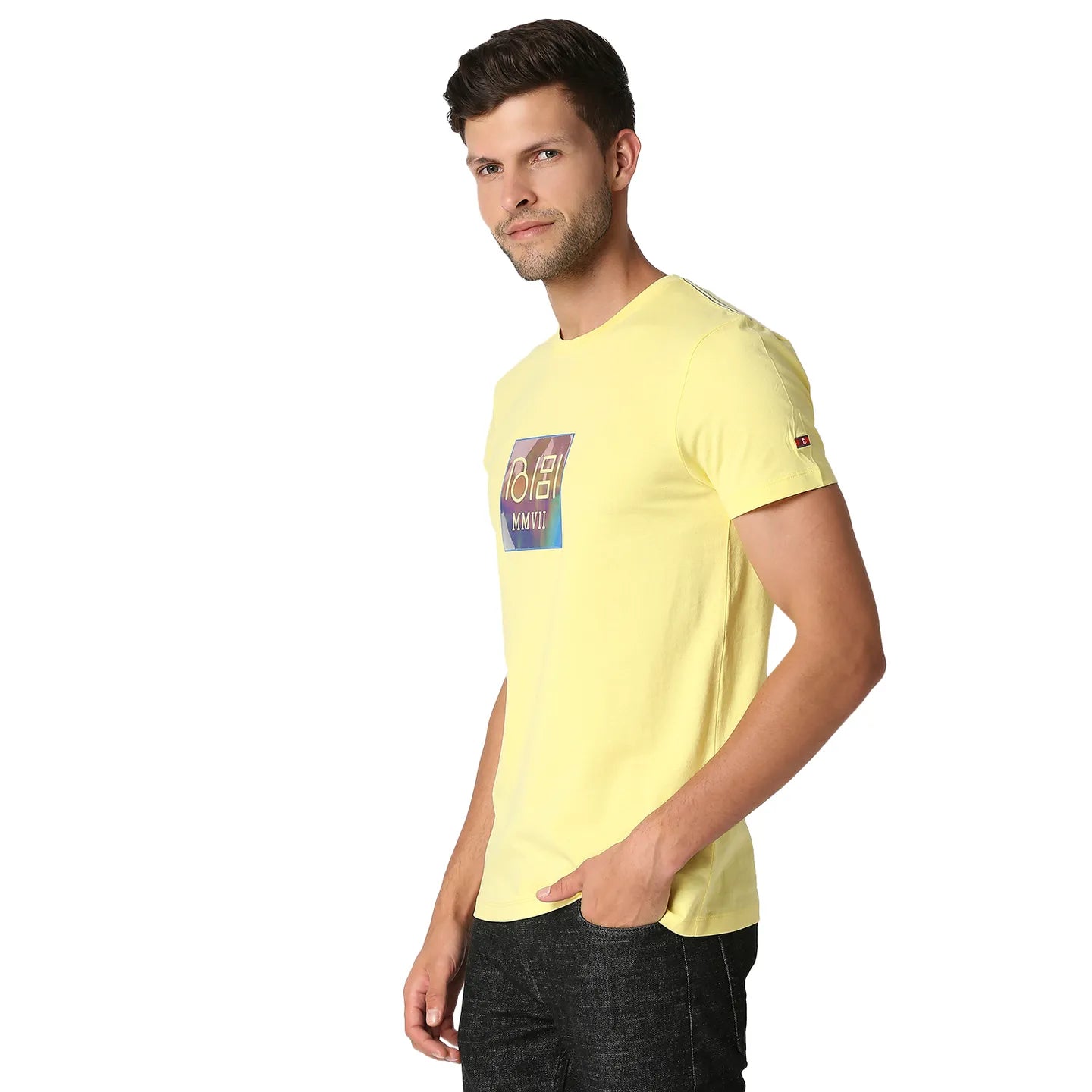 Being Human Clothing Men Regular Fit Crew Neck T-Shirts-Lemon