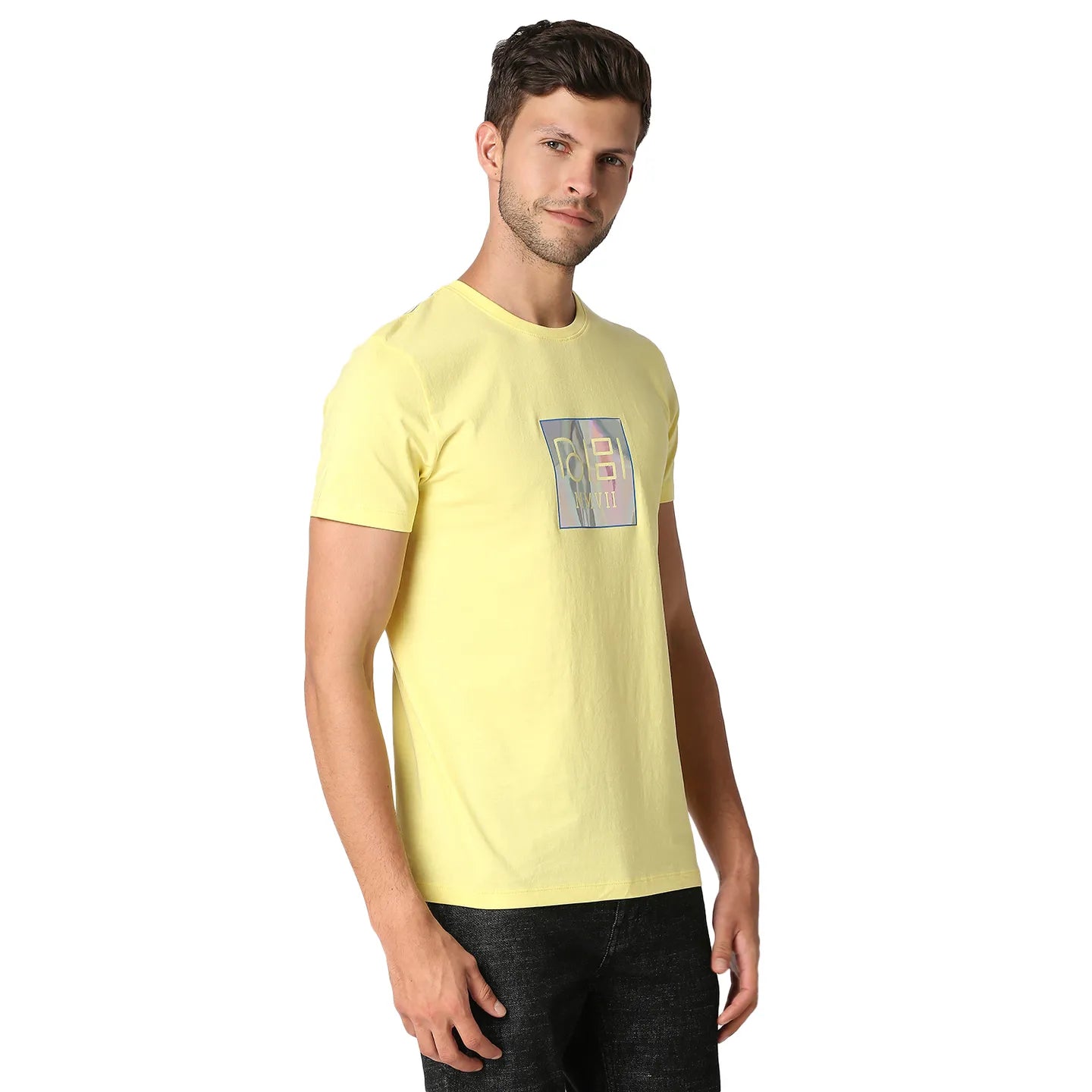 Being Human Clothing Men Regular Fit Crew Neck T-Shirts-Lemon