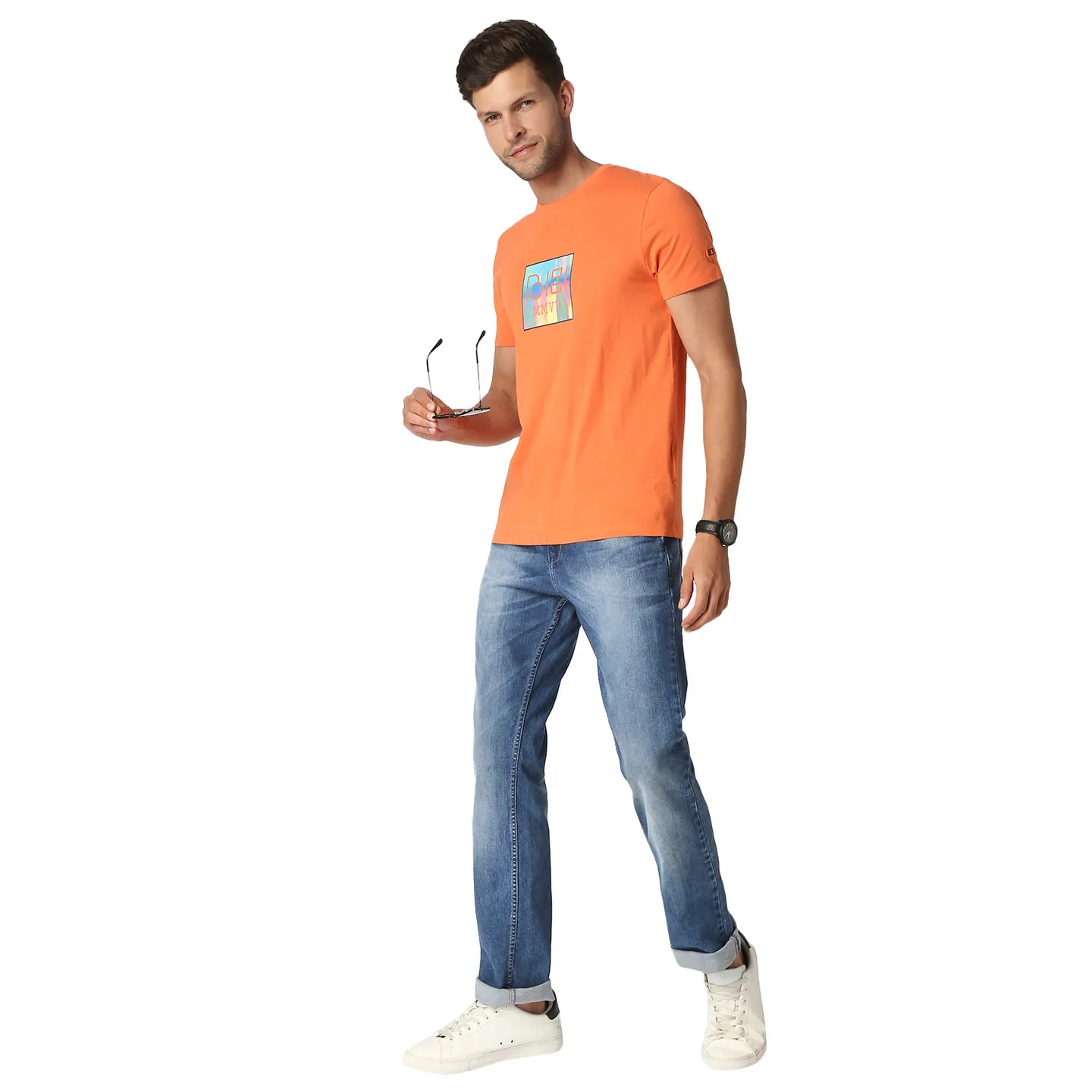 Being Human Clothing Men Regular Fit Crew Neck T-Shirts-Orange