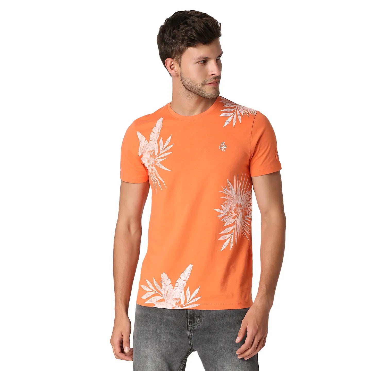 Orange Regular Fit Men's Short Sleeves T-Shirt by Being Human Clothing