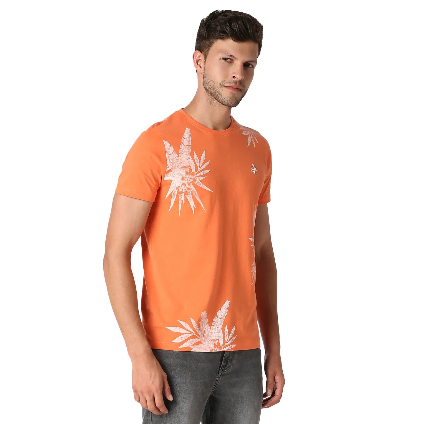 Orange Regular Fit Men's Short Sleeves T-Shirt by Being Human Clothing