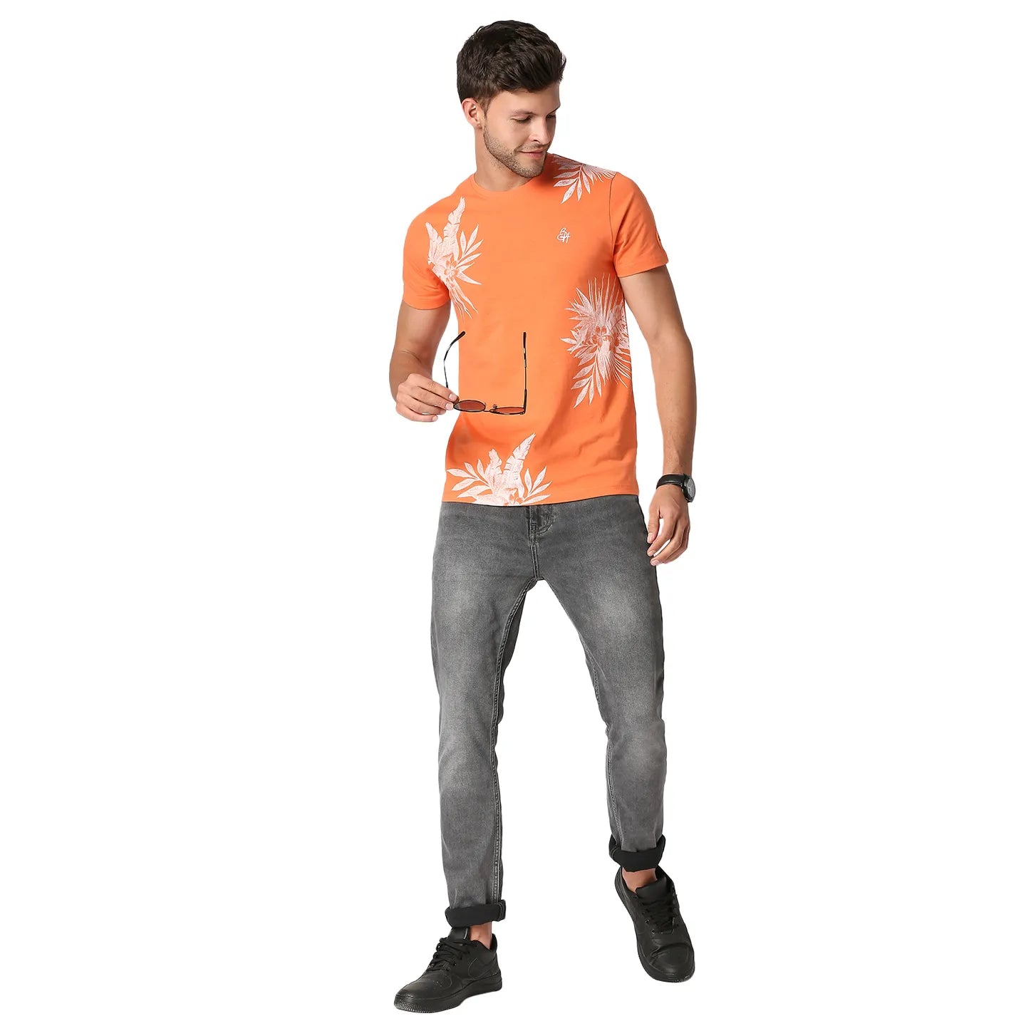 Orange Regular Fit Men's Short Sleeves T-Shirt by Being Human Clothing