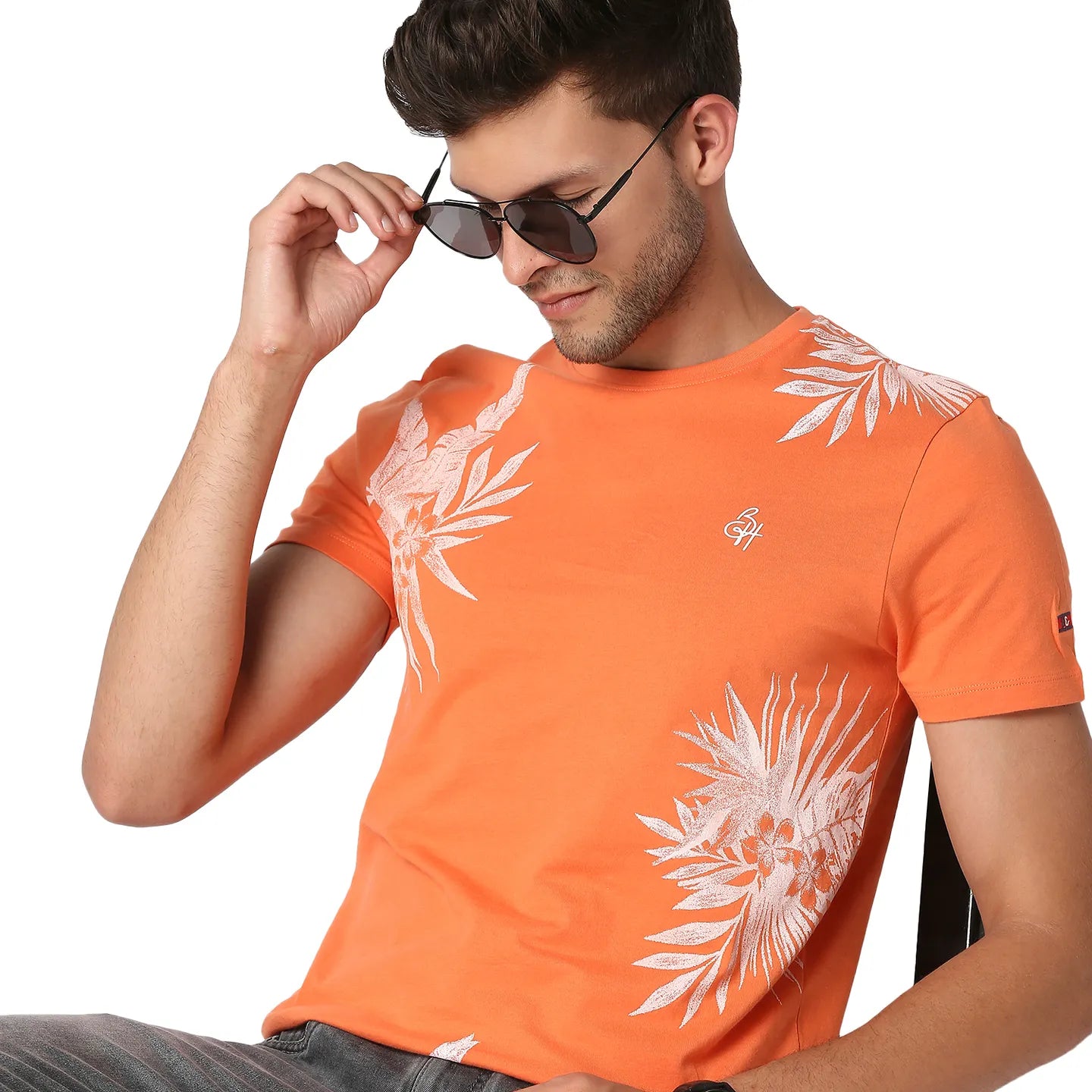 Orange Regular Fit Men's Short Sleeves T-Shirt by Being Human Clothing