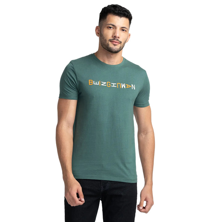 Green Regular Fit Men's Short Sleeves T-Shirt by Being Human Clothing