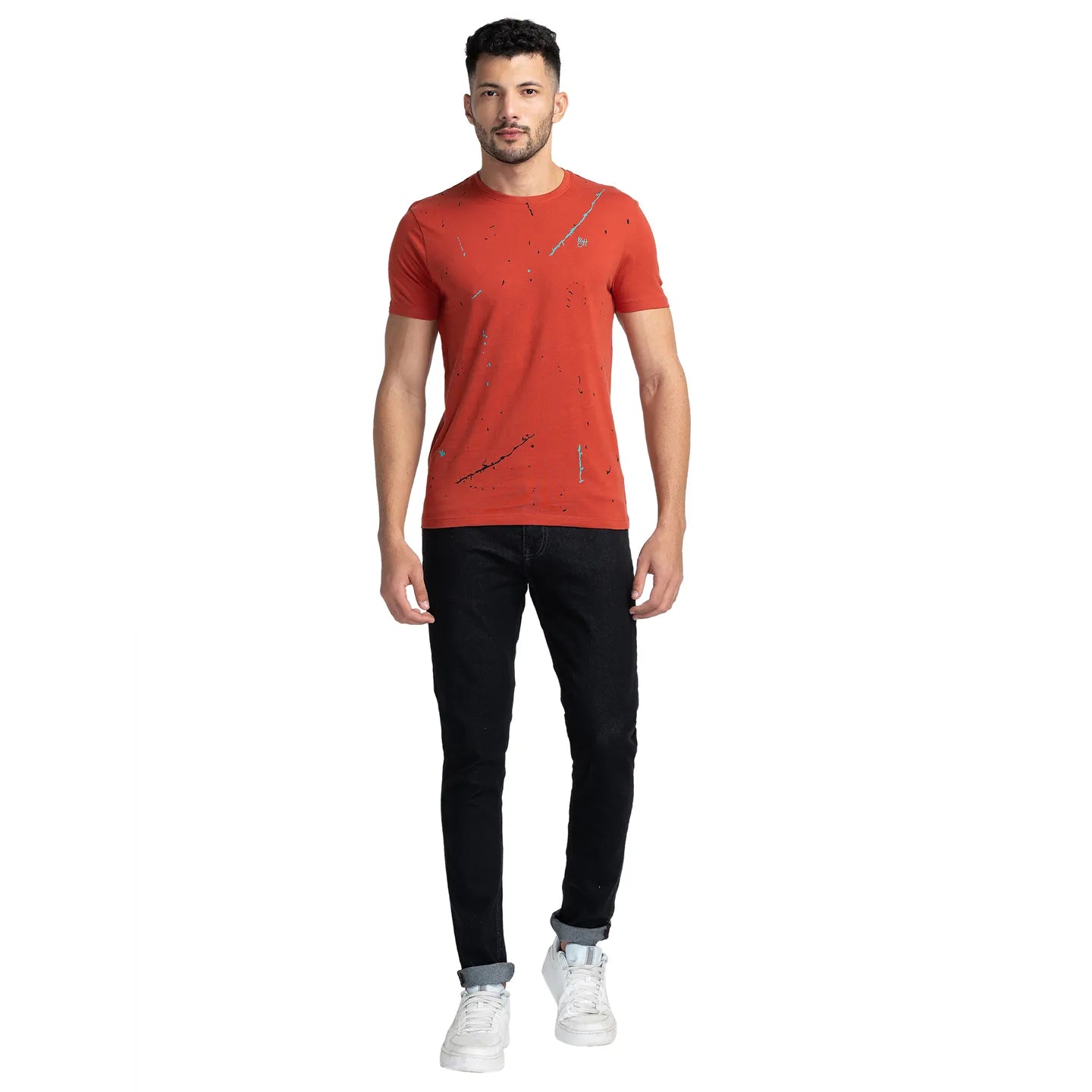 Red Regular Fit Men's Short Sleeves T-Shirt by Being Human Clothing