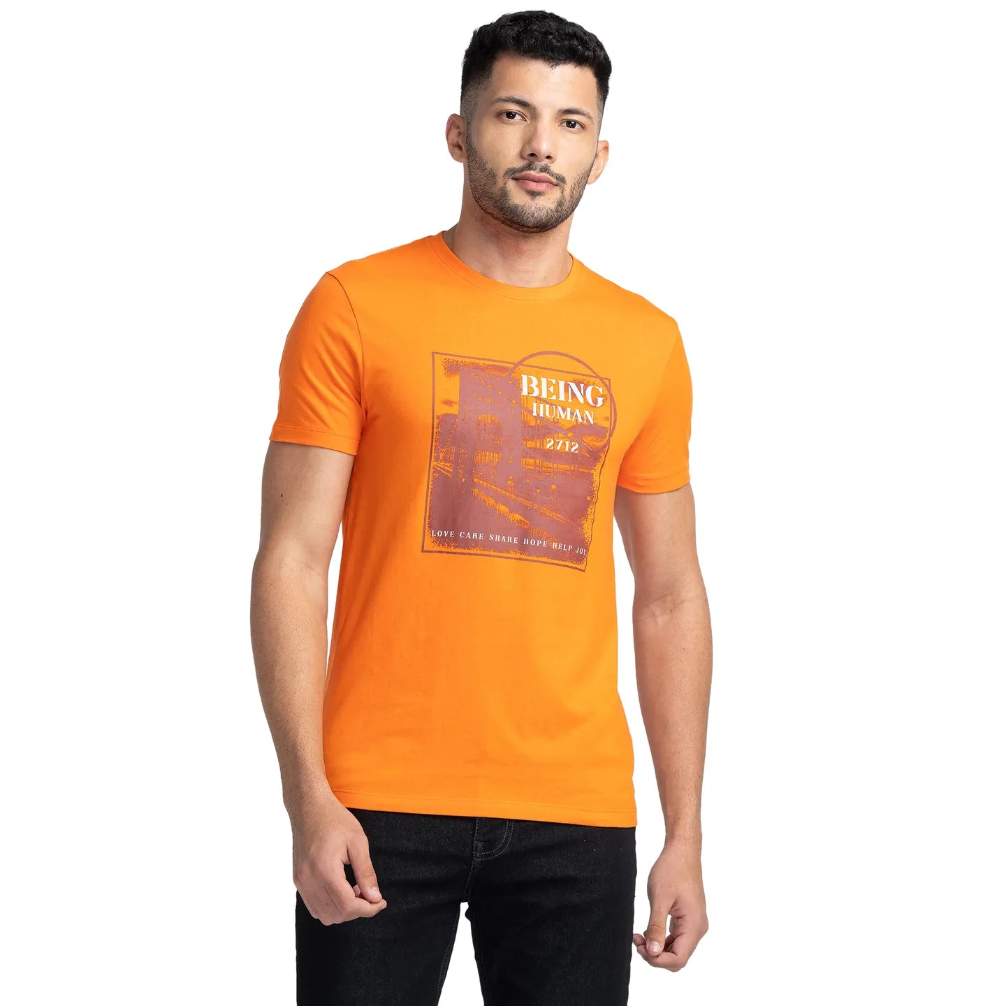 Blue Regular Fit Men's Short Sleeves T-Shirt by Being Human Clothing