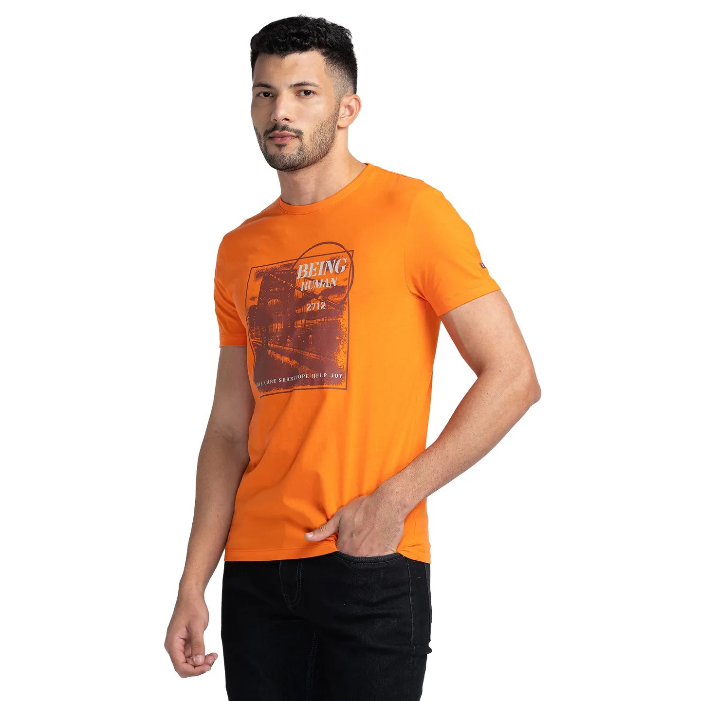 Blue Regular Fit Men's Short Sleeves T-Shirt by Being Human Clothing