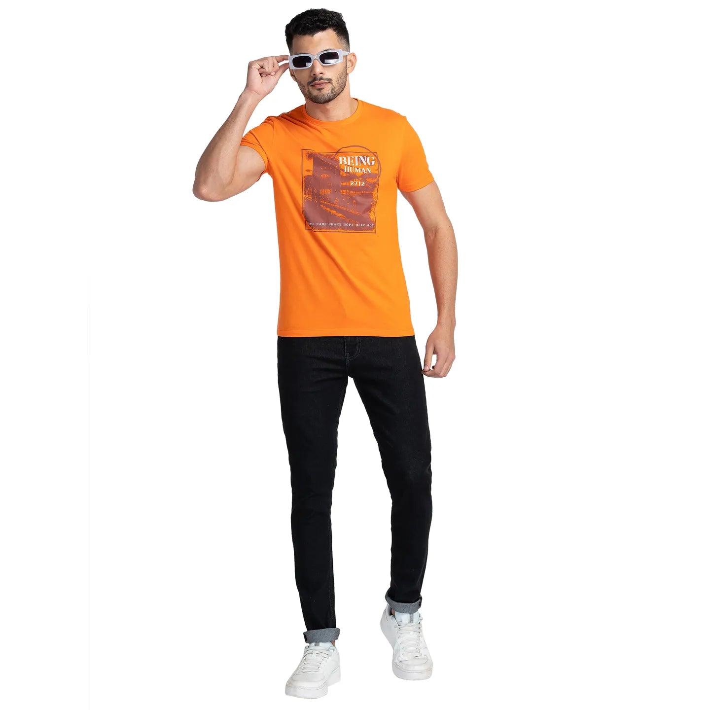 Blue Regular Fit Men's Short Sleeves T-Shirt by Being Human Clothing