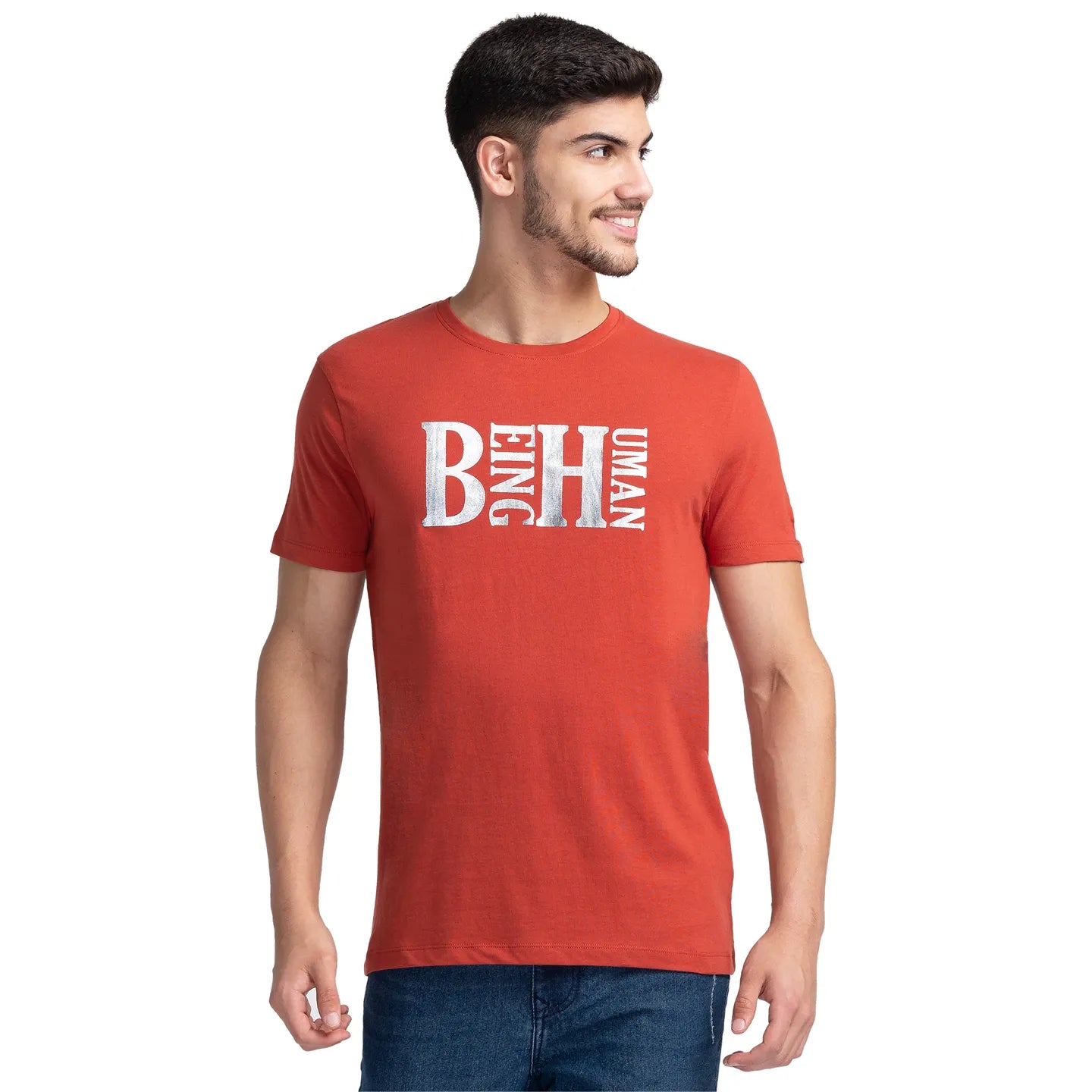 Red Regular Fit Men's Short Sleeves T-Shirt by Being Human Clothing