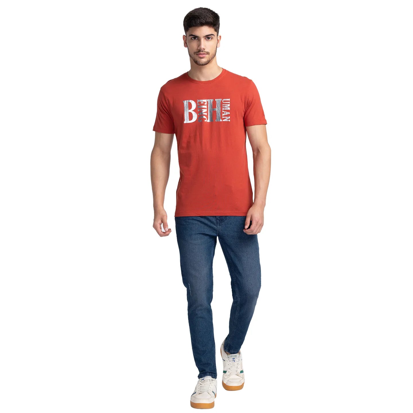 Red Regular Fit Men's Short Sleeves T-Shirt by Being Human Clothing