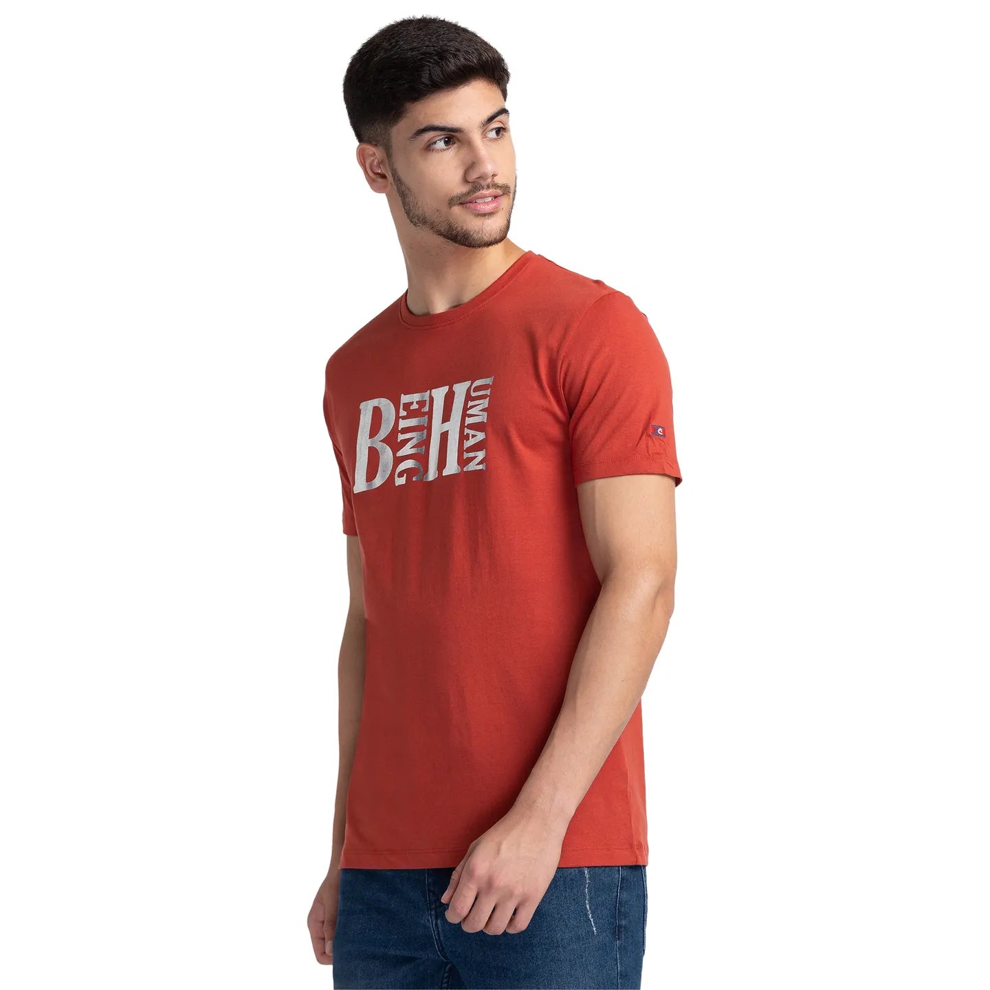 Red Regular Fit Men's Short Sleeves T-Shirt by Being Human Clothing