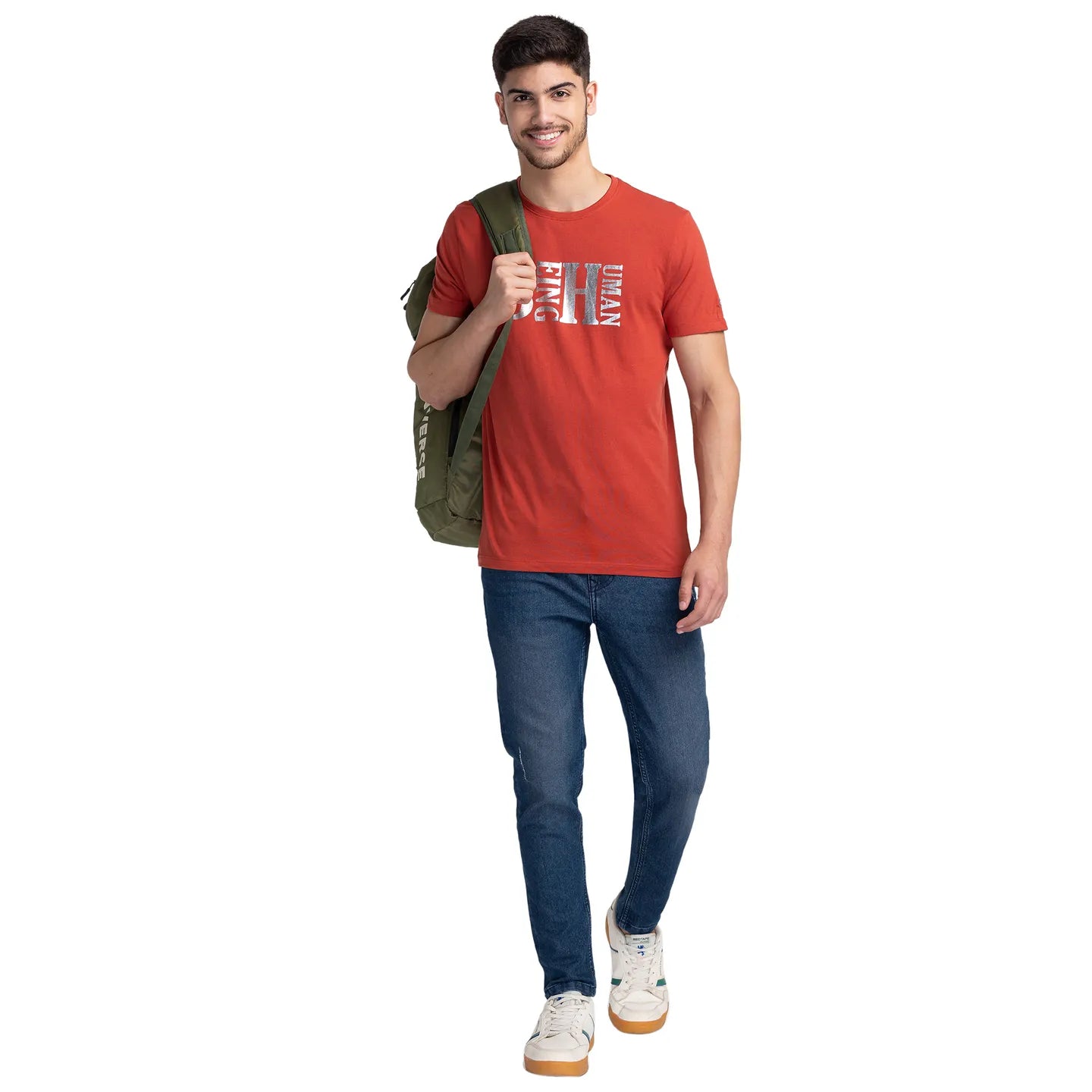 Red Regular Fit Men's Short Sleeves T-Shirt by Being Human Clothing