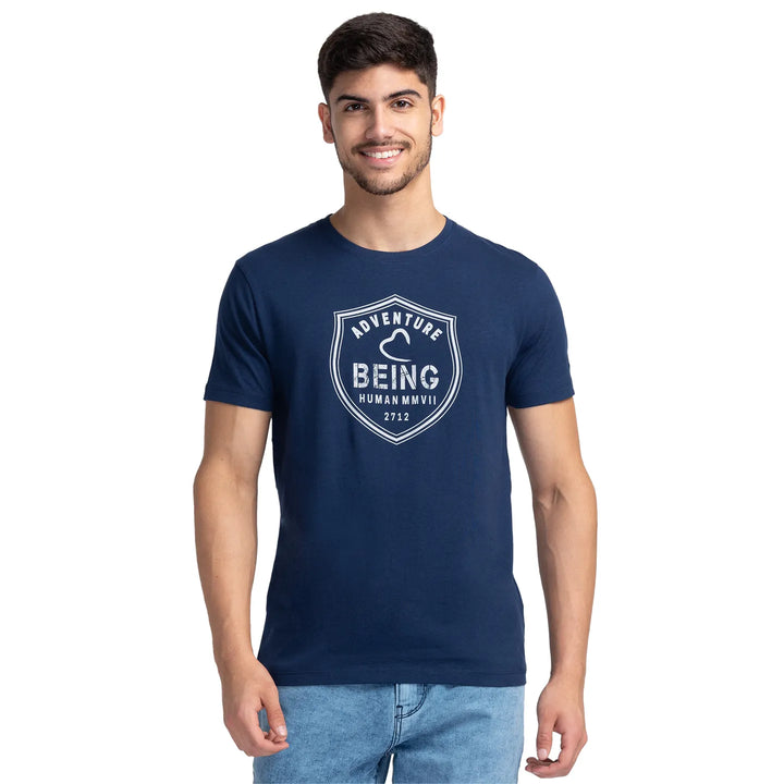 Blue Regular Fit Men's Short Sleeves T-Shirt by Being Human Clothing