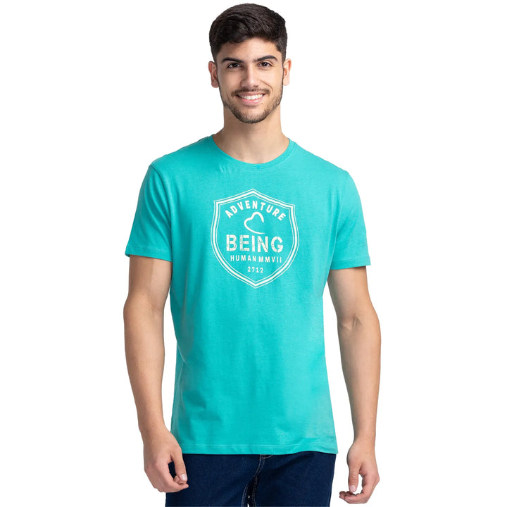 Green Regular Fit Men's Short Sleeves T-Shirt by Being Human Clothing