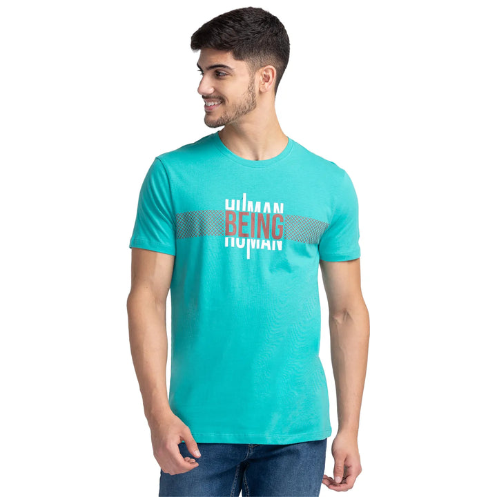 Green Regular Fit Men's Short Sleeves T-Shirt by Being Human Clothing