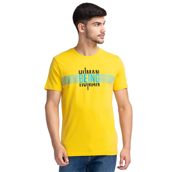 Yellow Regular Fit Men's Short Sleeves T-Shirt by Being Human Clothing