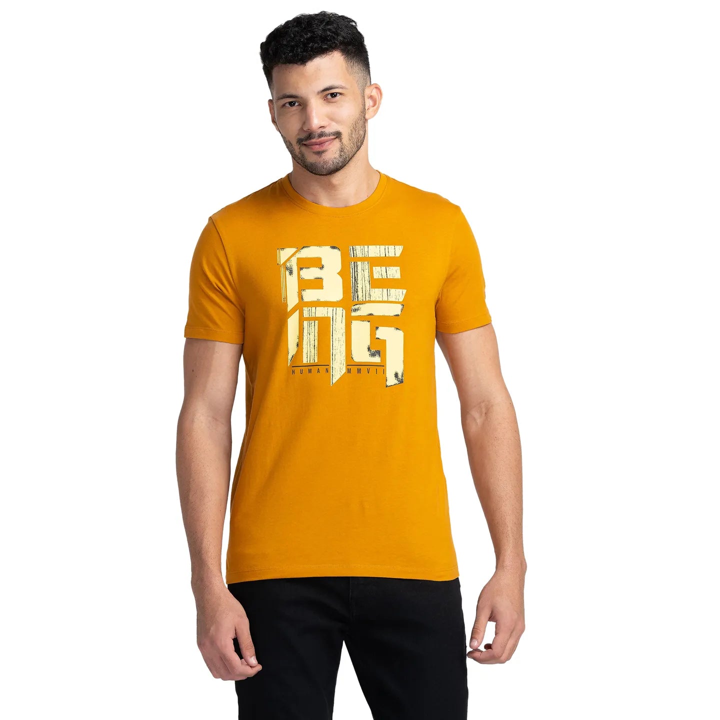 Being Human Clothing Men Regular Fit Crew Neck T-Shirts-Thai Curry