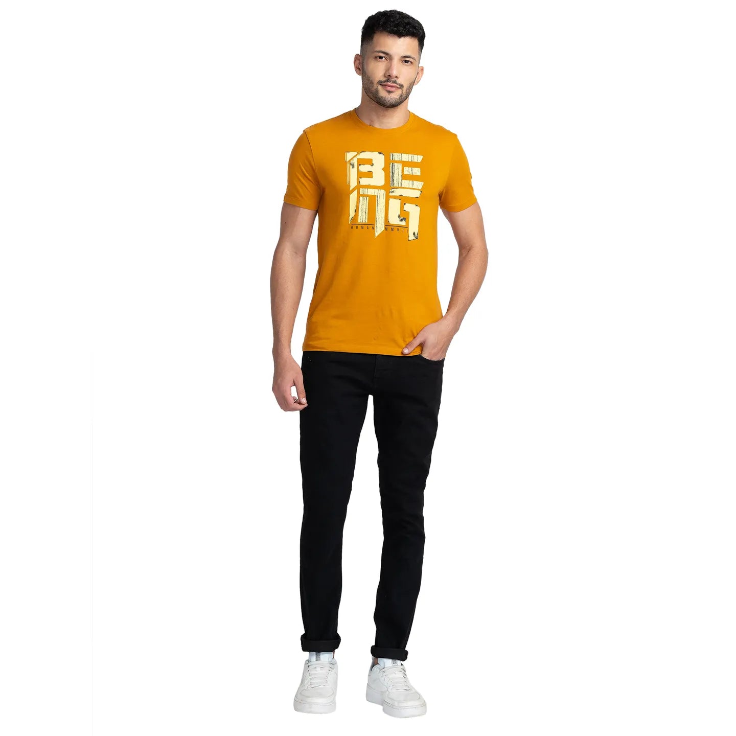 Being Human Clothing Men Regular Fit Crew Neck T-Shirts-Thai Curry