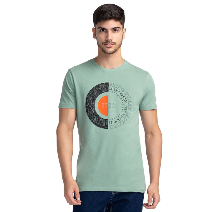 Green Regular Fit Men's Short Sleeves T-Shirt by Being Human Clothing