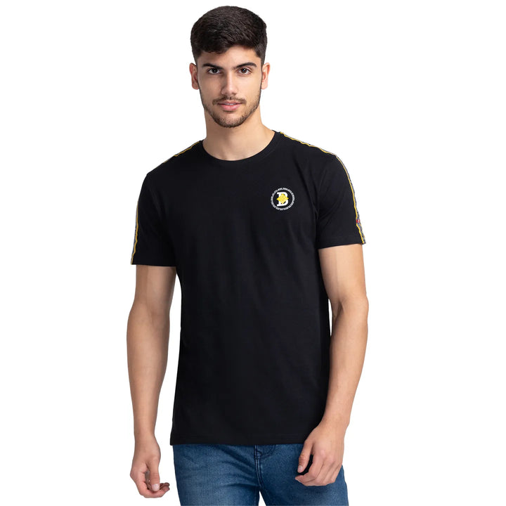Black Regular Fit Men's Short Sleeves T-Shirt by Being Human Clothing