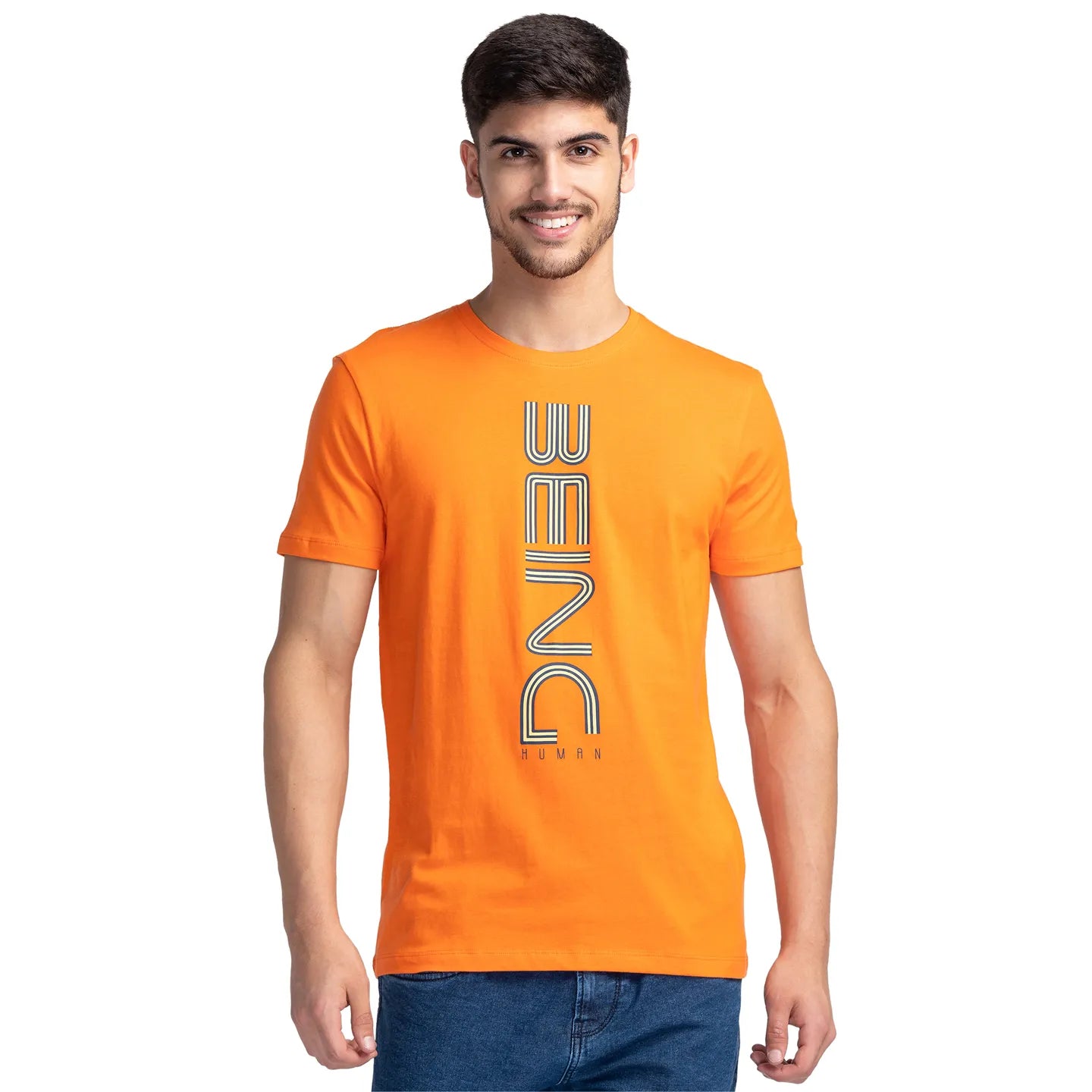 Being Human Clothing Men Regular Fit Crew Neck T-Shirts-Flame