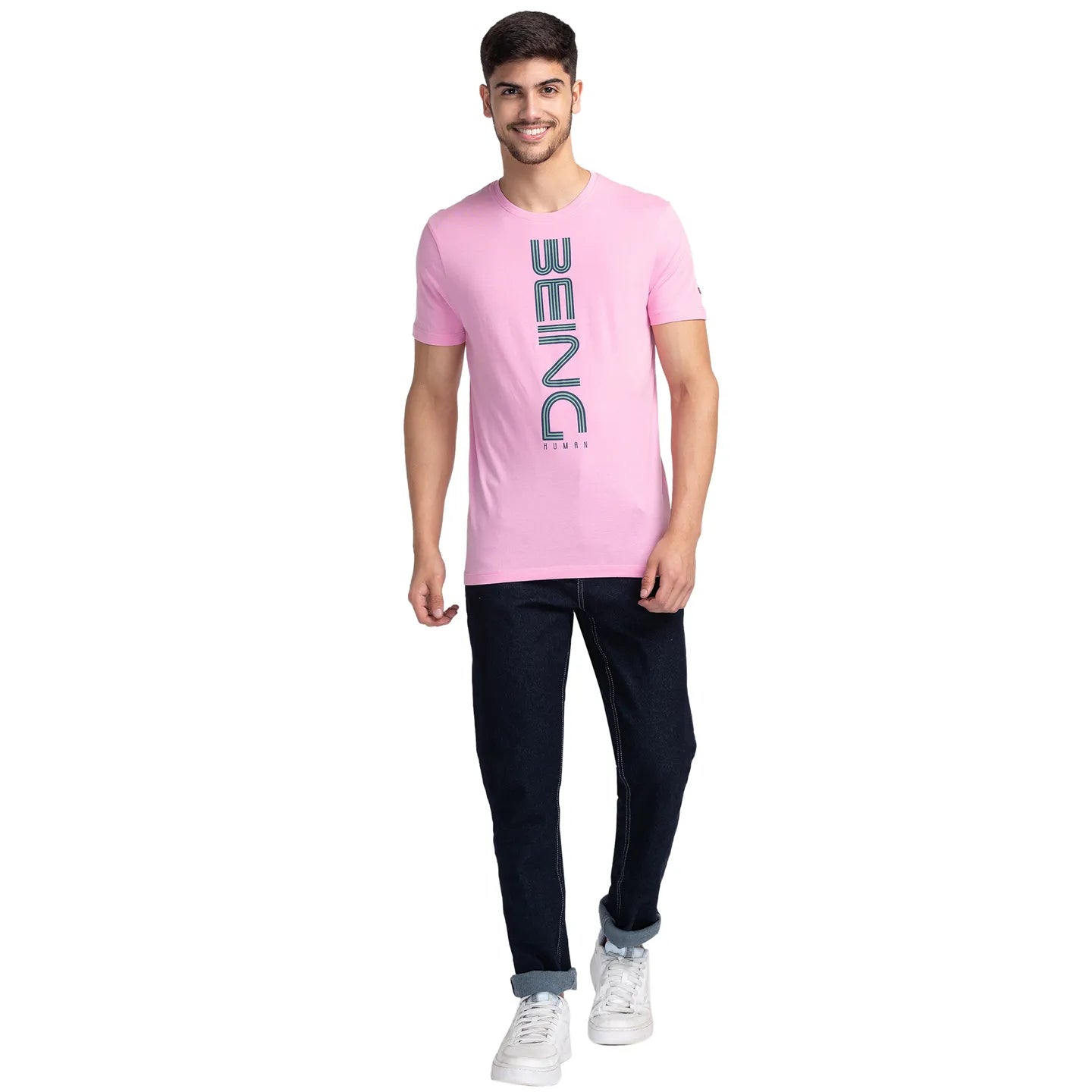 Pink Regular Fit Men's Short Sleeves T-Shirt by Being Human Clothing