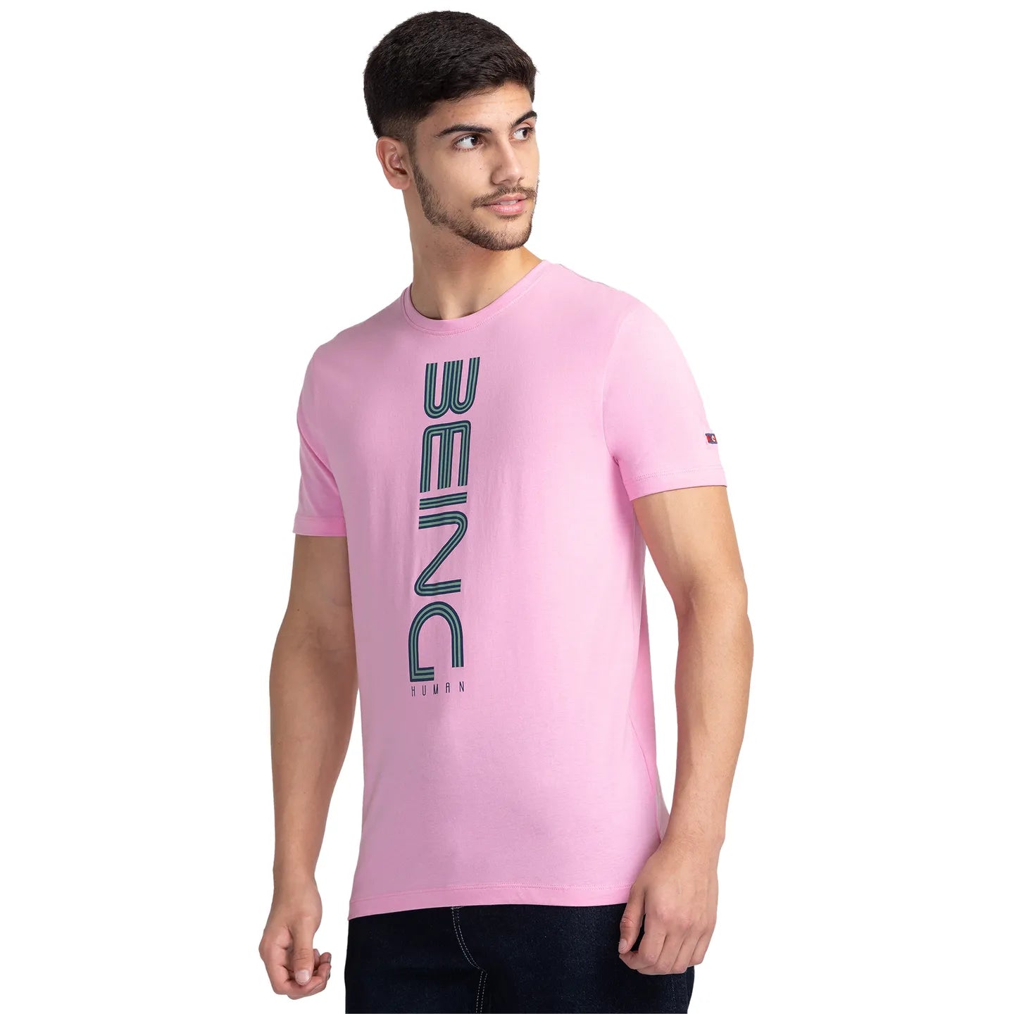 Pink Regular Fit Men's Short Sleeves T-Shirt by Being Human Clothing