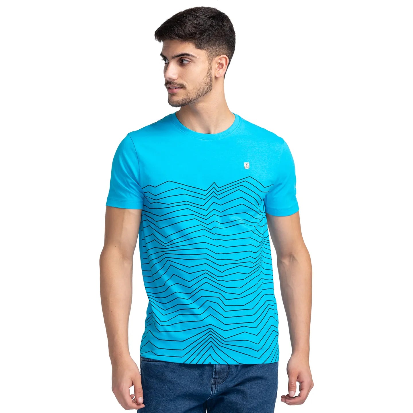 Vivid Blue Regular Fit Round Neck Men's T-Shirt by Being Human Clothing