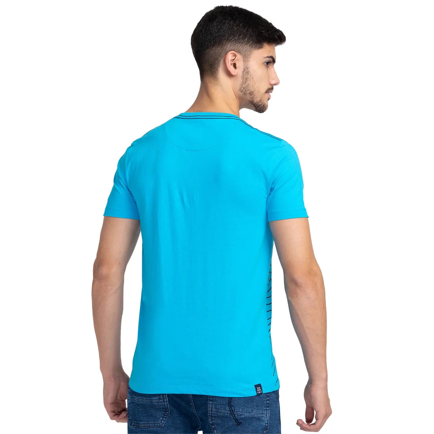 Vivid Blue Regular Fit Round Neck Men's T-Shirt by Being Human Clothing