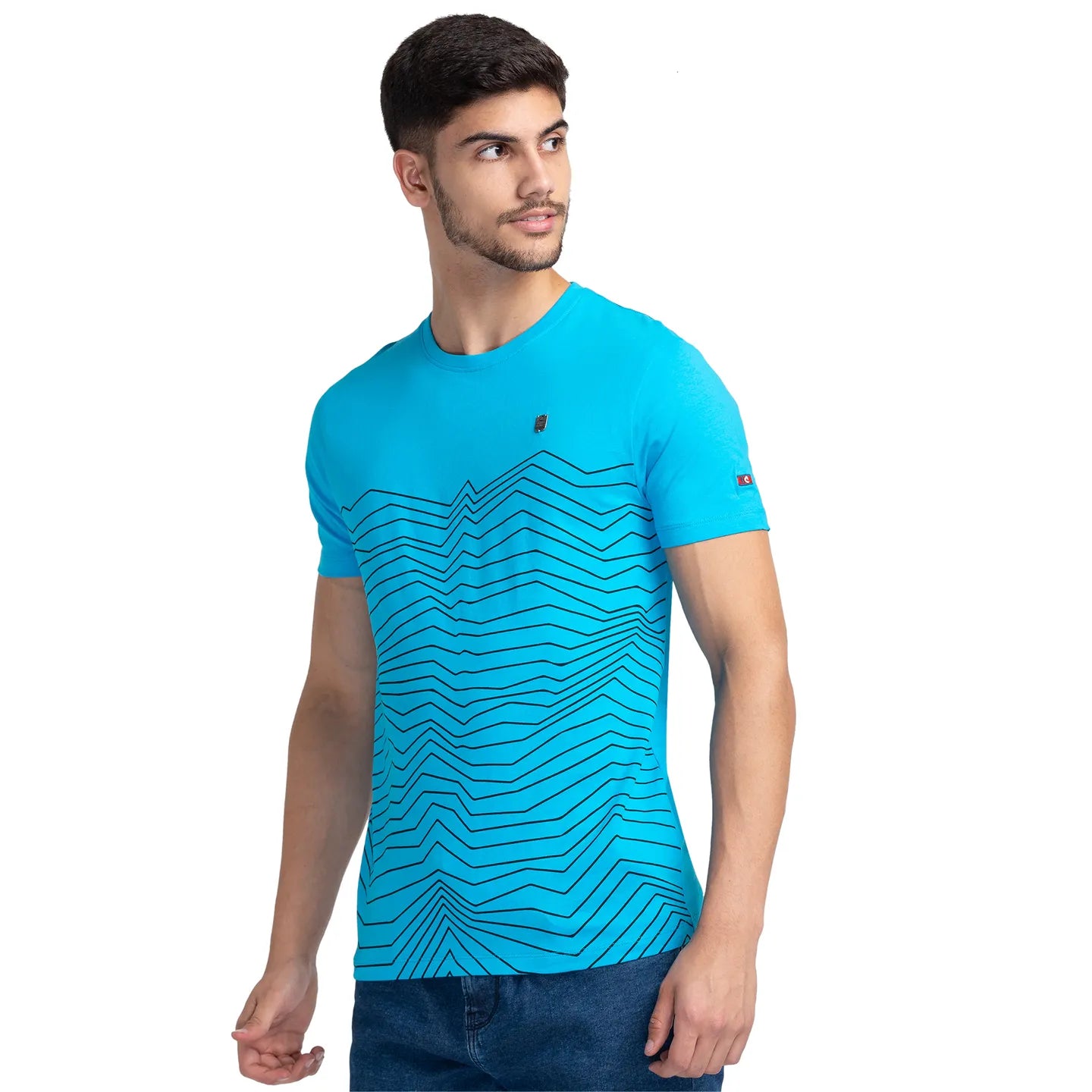 Vivid Blue Regular Fit Round Neck Men's T-Shirt by Being Human Clothing