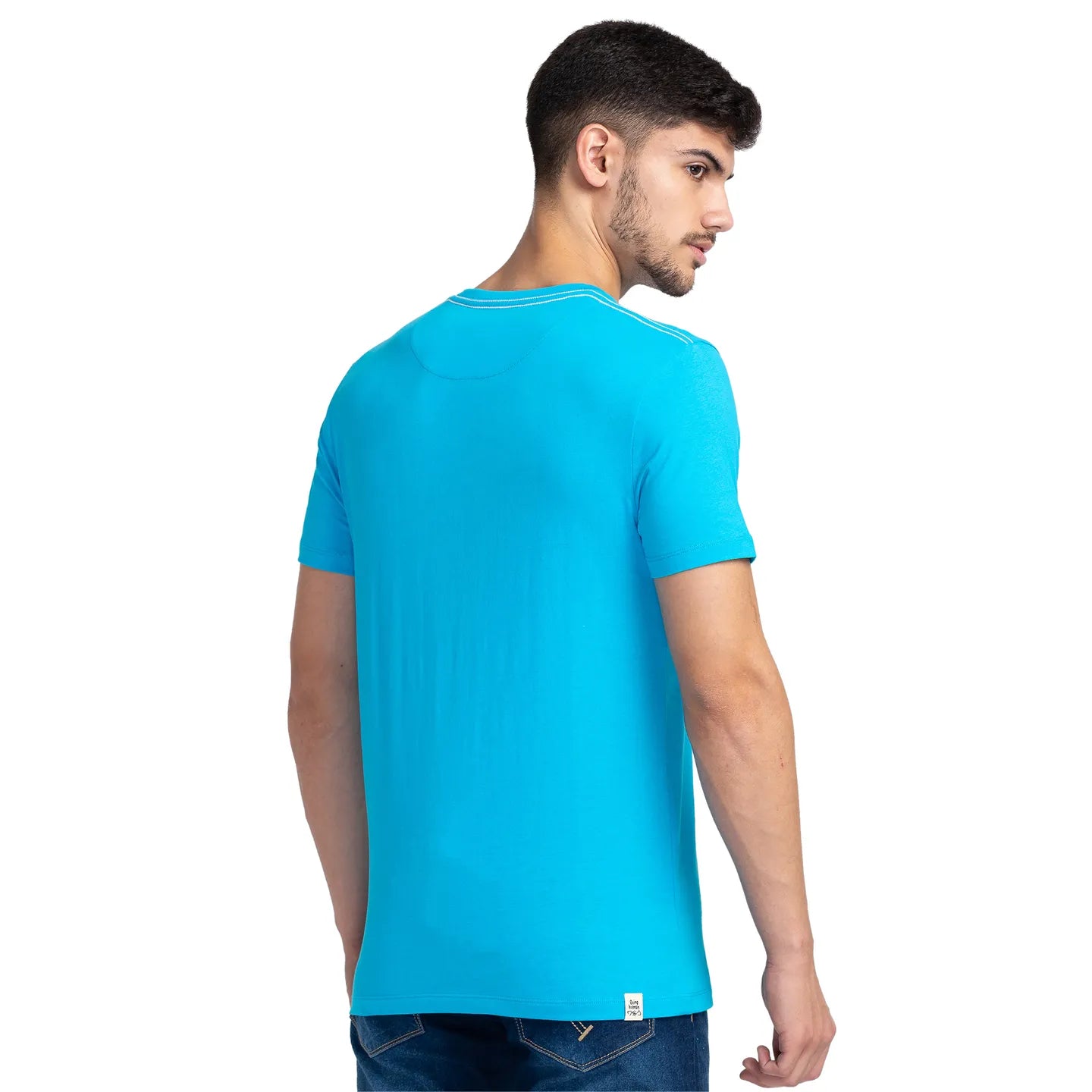 Vivid Blue Regular Fit Round Neck Men's T-Shirt by Being Human Clothing