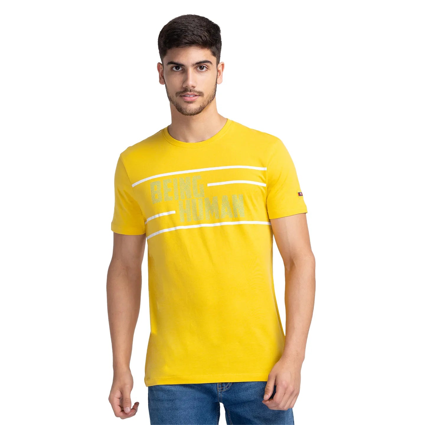 Yellow Regular Fit Men's Short Sleeves T-Shirt by Being Human Clothing