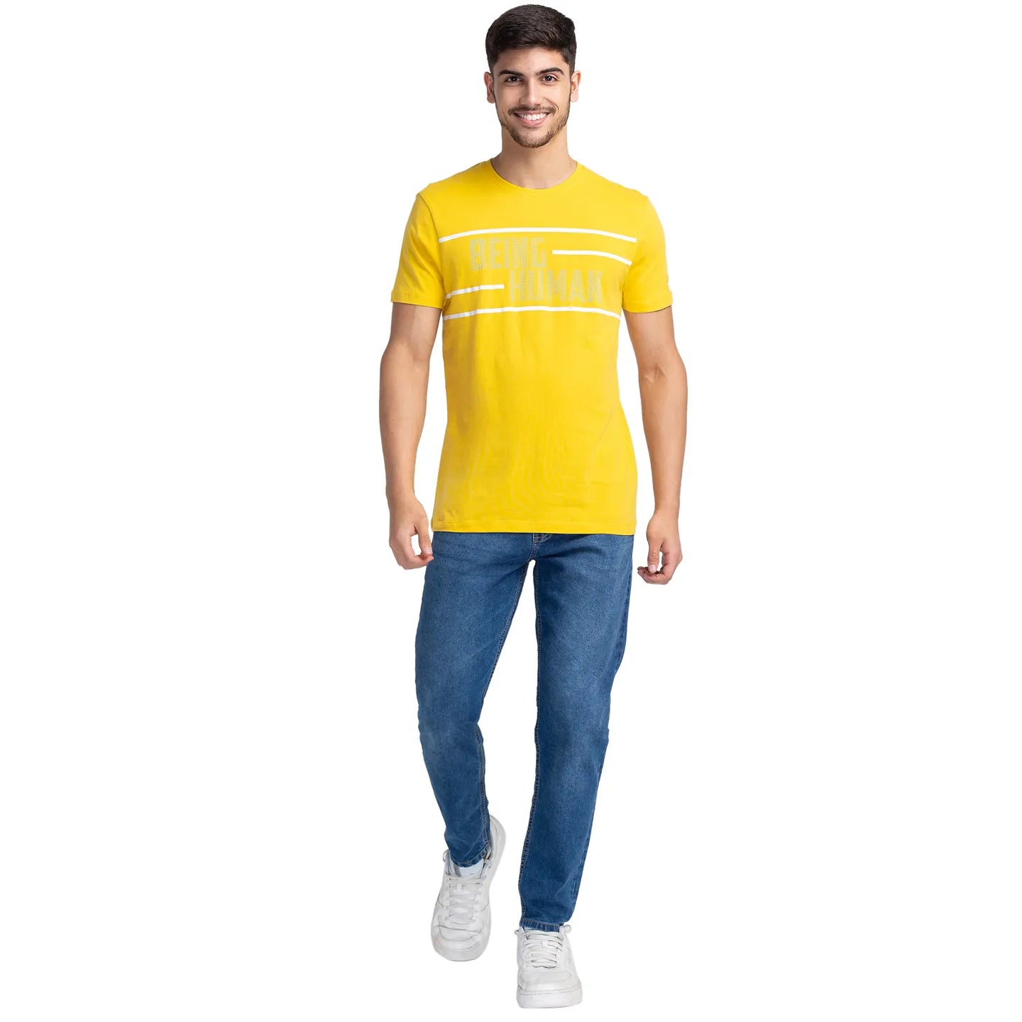 Yellow Regular Fit Men's Short Sleeves T-Shirt by Being Human Clothing