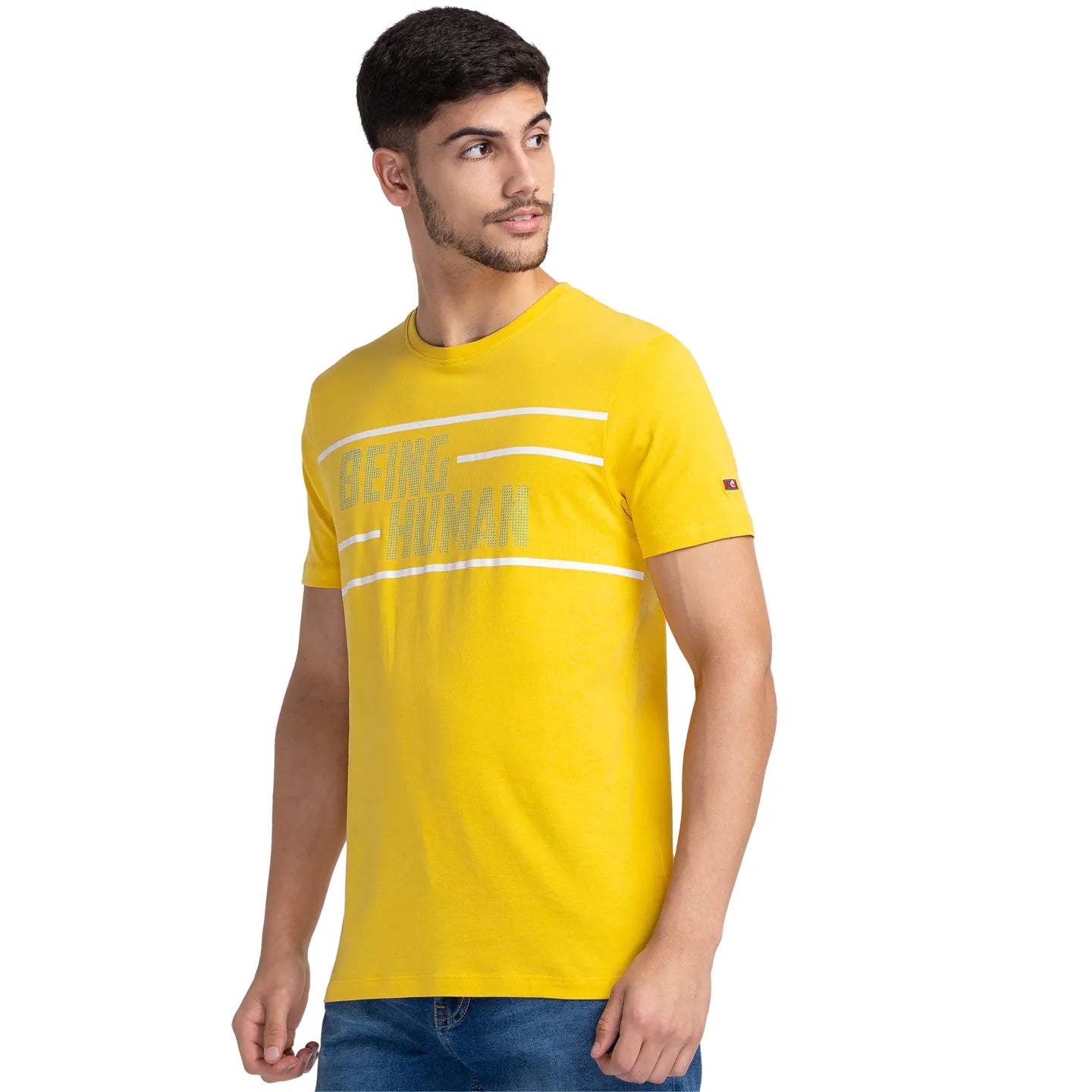 Yellow Regular Fit Men's Short Sleeves T-Shirt by Being Human Clothing