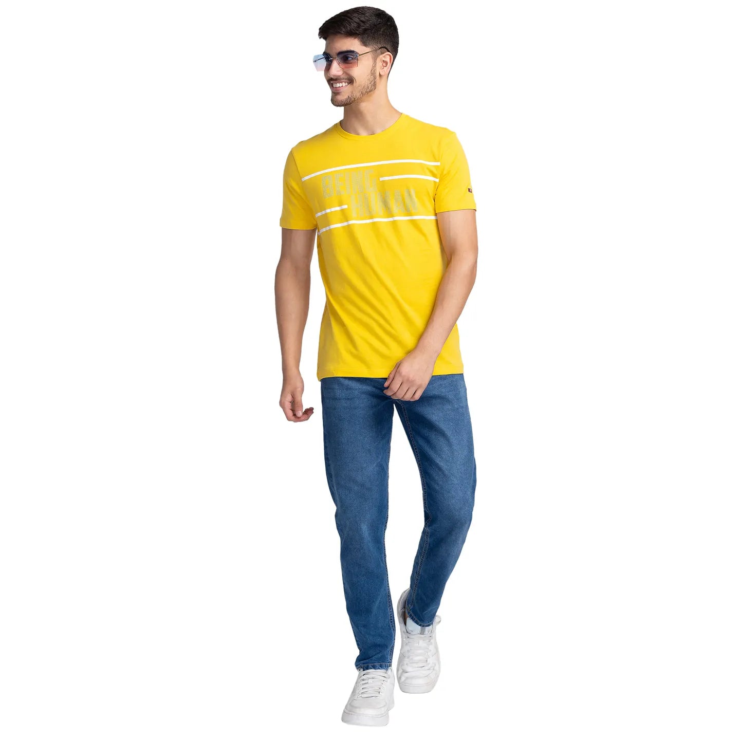 Yellow Regular Fit Men's Short Sleeves T-Shirt by Being Human Clothing