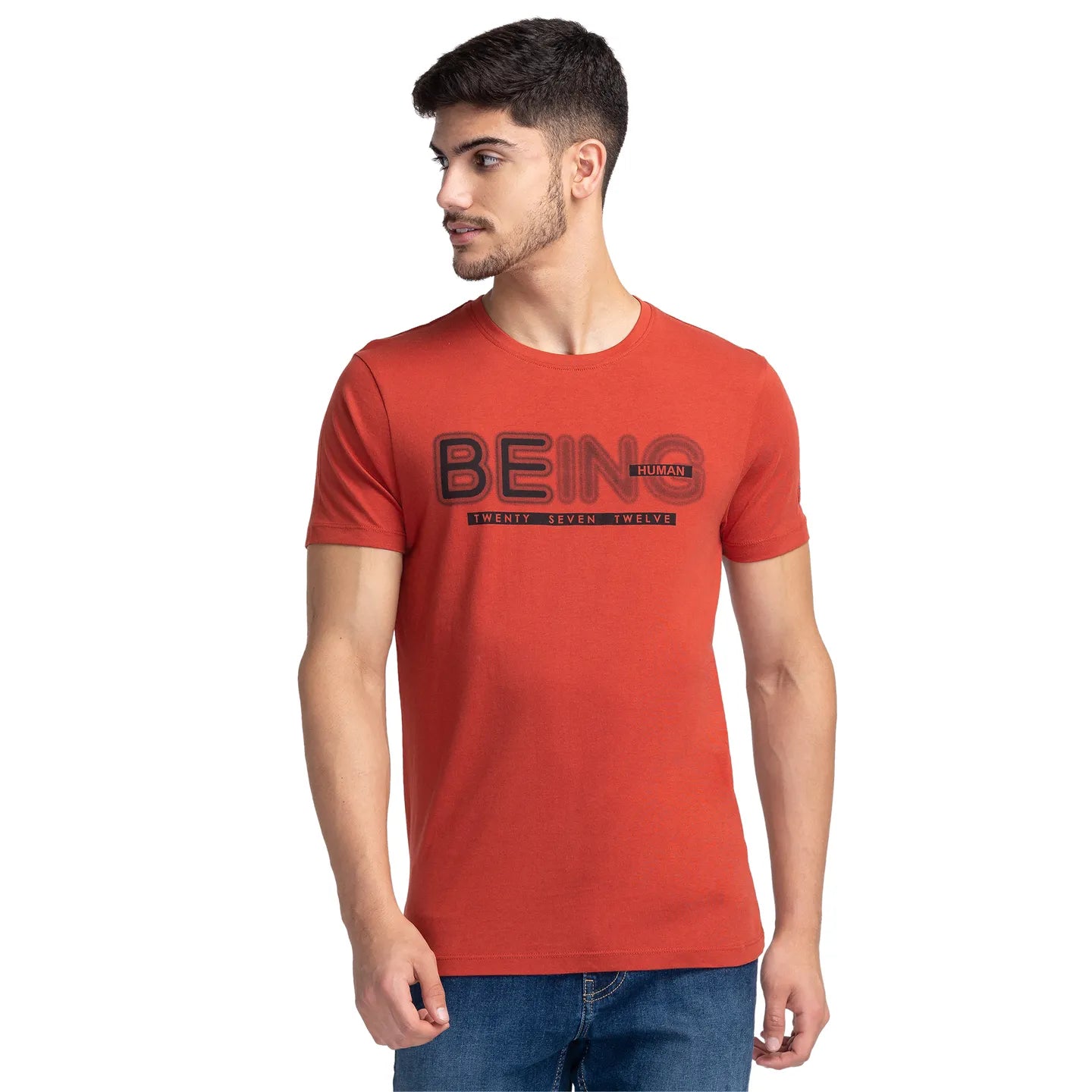 Red Regular Fit Men's Short Sleeves T-Shirt by Being Human Clothing
